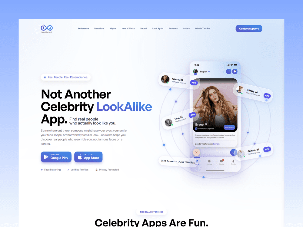 LookAlike Match Landing Page - Website project preview
